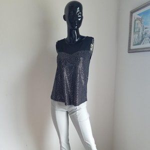 Black Sequin Sleeveless Blouse